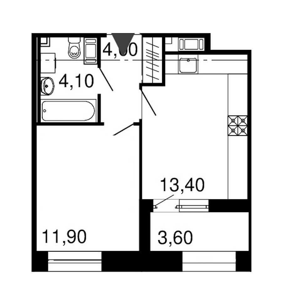 Однокомнатная квартира в : площадь 33.4 м2 , этаж: 6 – купить в Санкт-Петербурге